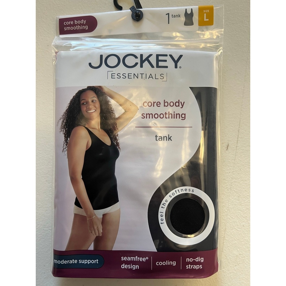 Jockey Essentials Woman's Core Body Smoothing No Seams Tank Cami Black Size L